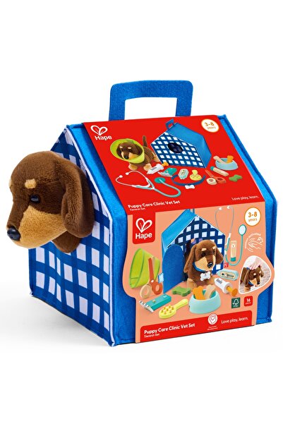 Hape Set de joaca, Hape, set veterinar, 16 piese