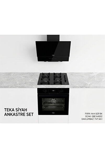 Teka HAK 629 BK SYAH FIRIN + TVT 60.1 SİYAH DAVLUMBAZ + GBE 64002 SİYAH OCAK