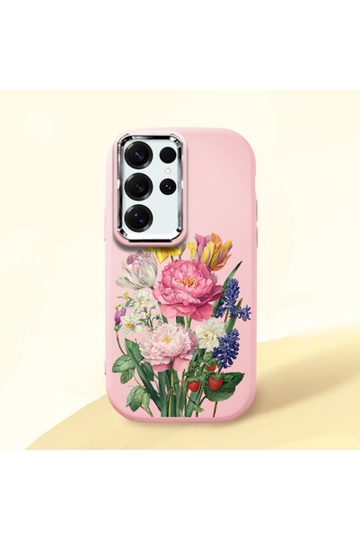 Hontinga Samsung Galaxy S25 Ultra Compatible Case Camera Protector Pink Silic...