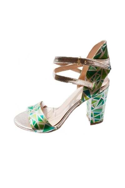 OEM Sanda fashion de culoare verde deschis, cu toc inalt, stabil