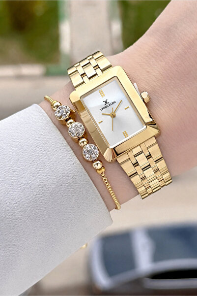 Daniel Klein Gold Renk Hediye Paketli 22 Mm Kadın Kol Saati ve Bileklik ve Bi...