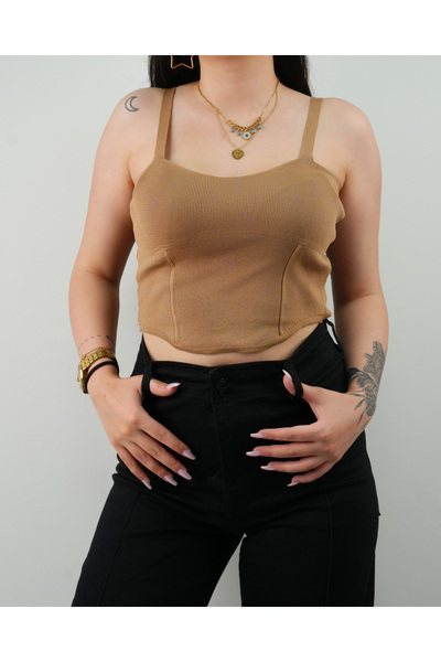 MODAMIZ SENSİN İNCE ASKILI TRİKO CROP