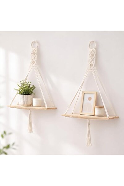 Artilady 2 Pack Wooden Wall Hanging Shelves - Macrame Hanging Plant Shelf wit...