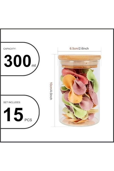 Home Zone Glass Food Storage Containers Jars with Airtight Bamboo Lid 14 oz 1...