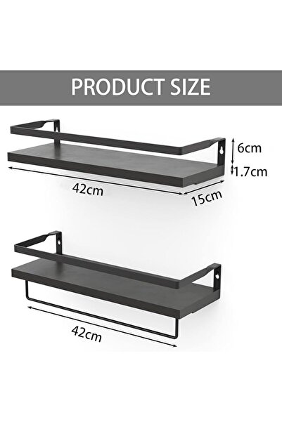 Generic Floating Shelves for Wall, Wall Mounted Shelf with Metal Frame and To...