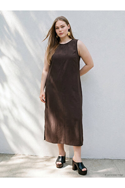 LC Waikiki Trendlucky Plus Size Modal Blend Dress for Women with Difference
