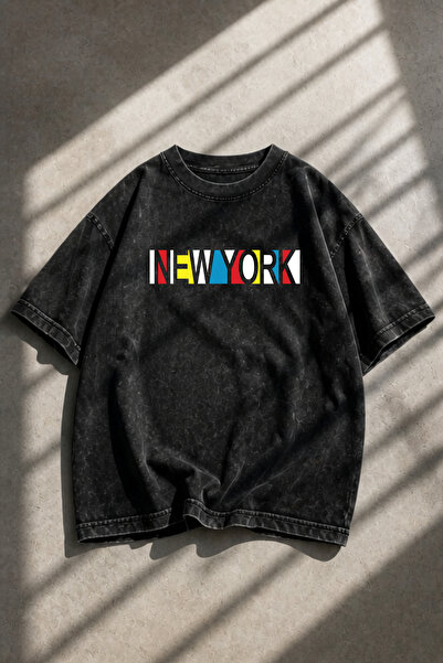 HOFFNUNG Unisex Oversize Vintage Washed Street Style Μόδα του δρόμου Βαμβακερ...