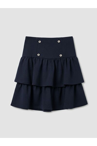 LC Waikiki Lcw Kids Navy Blue Girls' Button Detailed Layered Skirt