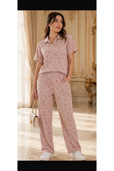 Generic Luxury Women's Pajama Set with Soft Floral Print – Cashmere Pink