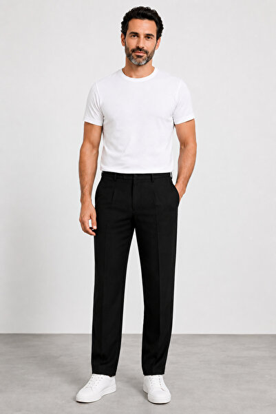 bihan store Men's Tensel Fabric Classic Cut Trousers with Side Pockets Y26-99...