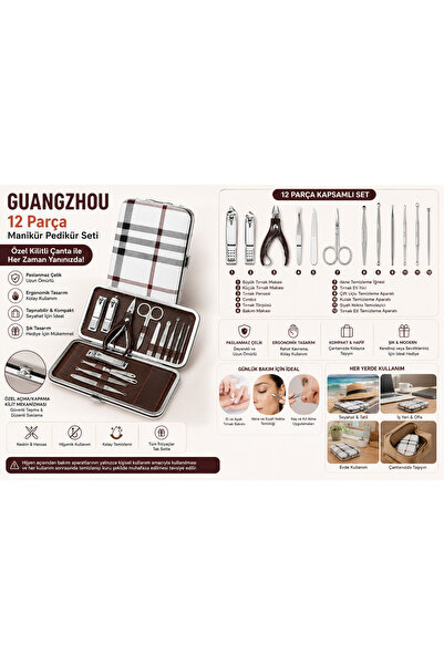 GUANGZHOU YUHU GUANGZHOU مجموعة مانيكير وباديكير للسفر مكونة من 12 قطعة مع جه...