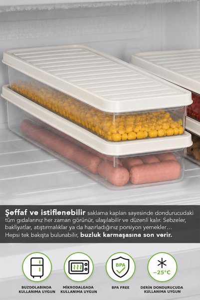 Meleni Home 8-Piece Refrigerator Organizer - Refrigerator-Suitable Storage Container Multi-Purpose Kitchen Organizer 1000ml Cream