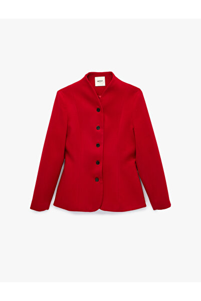 Koton Regular Fit Düğmeli Hakim Yaka Uzun Kollu Blazer Ceket