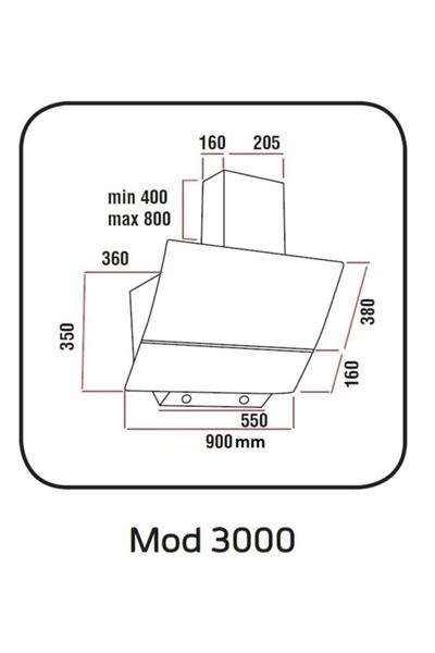 Alveus Aveus Mod 3000 Siyah 90 cm Davlumbaz