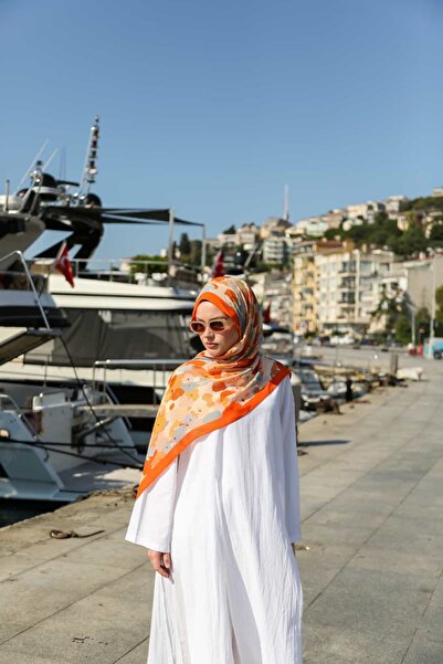 ENRİCO FERRİ Petra Mosaic Pattern Shawl - Orange