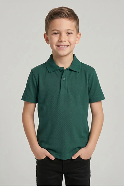 NACAR STORE Çocuk Unisex Pamuklu Polo Yaka Kısa Kol Okul Forması T-shırt (Oku...