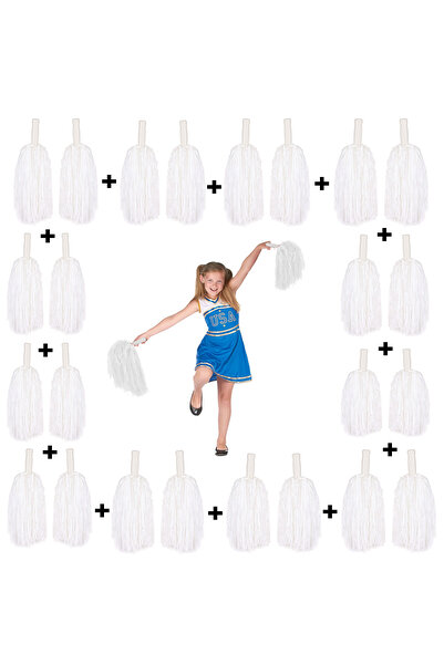 FTA TİCARET 12 Pairs of White Show Pompoms (24 Pieces)