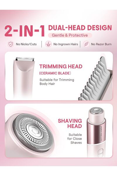 SHEGLAM Bikini Trimmer for Women-2-in-1 Electric Razors with Exfoliating & Du...