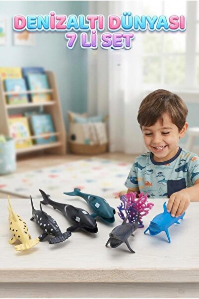 Tıfıl Toys Denizaltı Dünyası 7'li Set Köpekbalığı ve Balina Figürleri - Eğiti...
