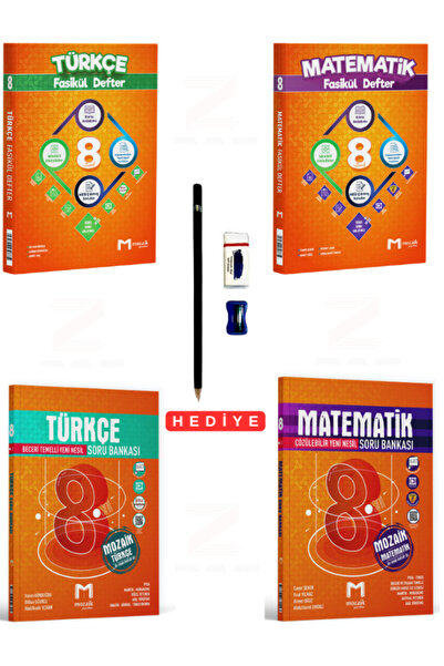 Mozaik Yayınları 8.Sınıf Türkçe Matematik Fasikül Defter ve Soru Bankası 4 Kitap Set Konu Anlatımı Nitelikli Etkinlikler Meb Çıkmış Sorular Kalem Seti Hediyeli