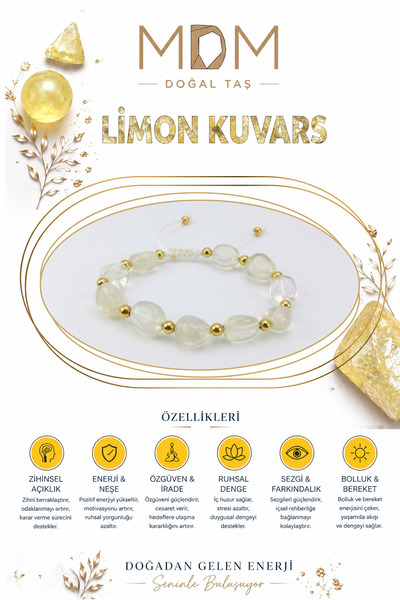 Canlandırıcı etkisiyle limon kuvars bileklik