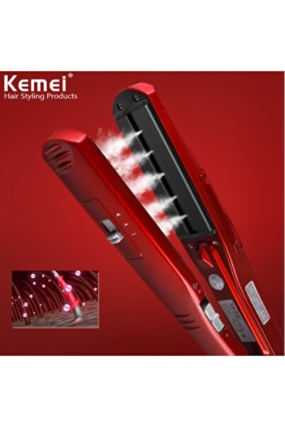 Kemei ®   Placă de îndreptat părul cu aburi, 5 setări de temperatură reglabil...