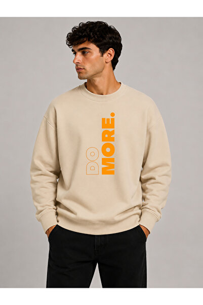 herkesemoda Do More Printed Crew Neck 2 Thread Sweatshirt