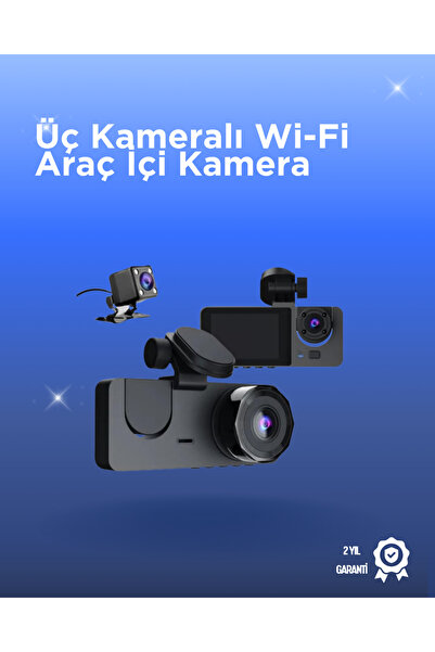 Gelişmiş G-Sensörlü Üçlü Araç Kamerası – 5” LCD Ekran ve Hareket Algılama