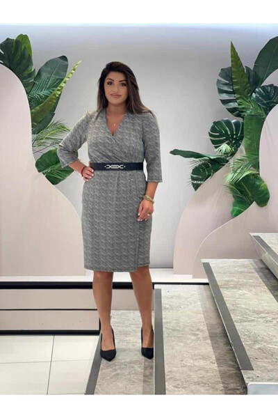 OEM Rochie gri cu negru