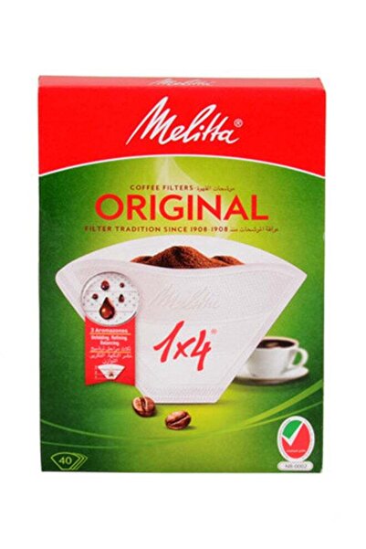 melitta فلتر قهوة أصلي أبيض مكون من 40 قطعة