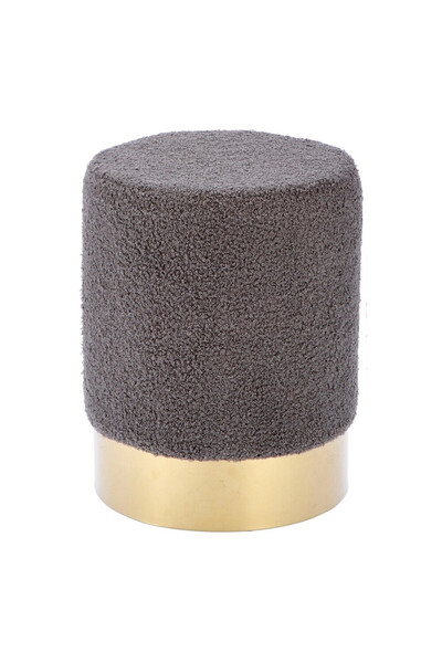 Adeco Taburet textil gri antracit cu metal auriu Cyril 28 x 36 cm