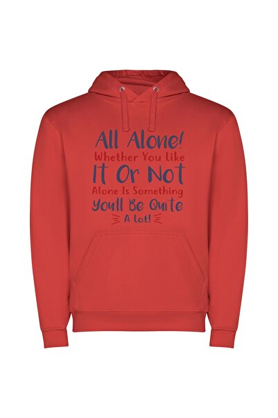 iLovePrints Alone Together Solo Journey Φούτερ με κουκούλα σε χρώμα Κόκκινο