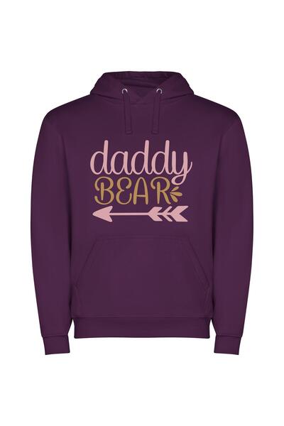 iLovePrints Pink Bear Daddy Vibes Φούτερ με κουκούλα σε χρώμα Μωβ