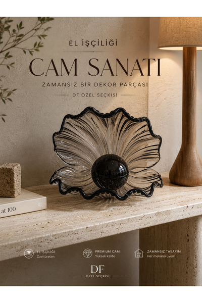 Doğa DF El İşçiliği Dekoratif Cam Obje – Füme Cam Modern Konsol ve Dresuar De...