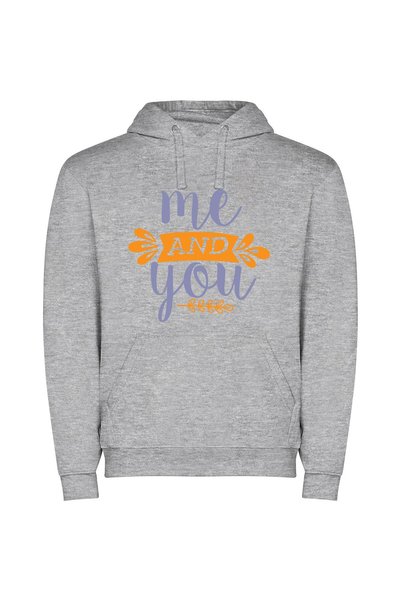 iLovePrints Handwritten Pair: You & Me Φούτερ με κουκούλα σε χρώμα Γκρι