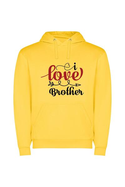 iLovePrints Fraternal Love: Red & Black Φούτερ με κουκούλα σε χρώμα Κίτρινο