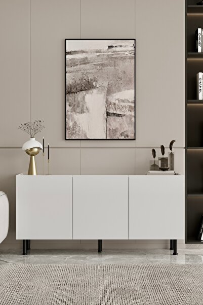 Furnitt Home Hitit Konsol Beyaz 160 cm (100% MDF) Metal Ayak