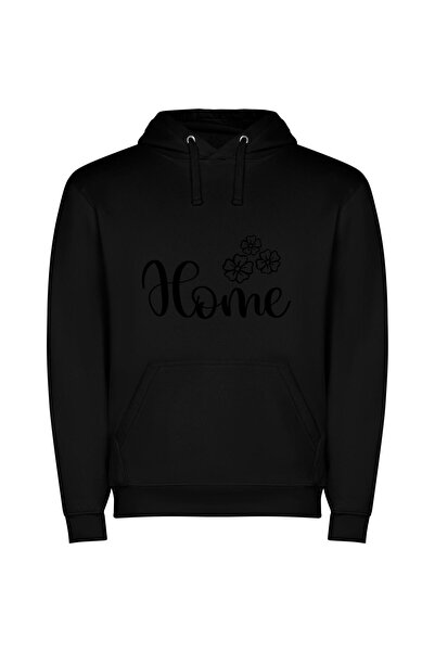 iLovePrints Floral Home Harmony Φούτερ με κουκούλα σε χρώμα Μαύρο