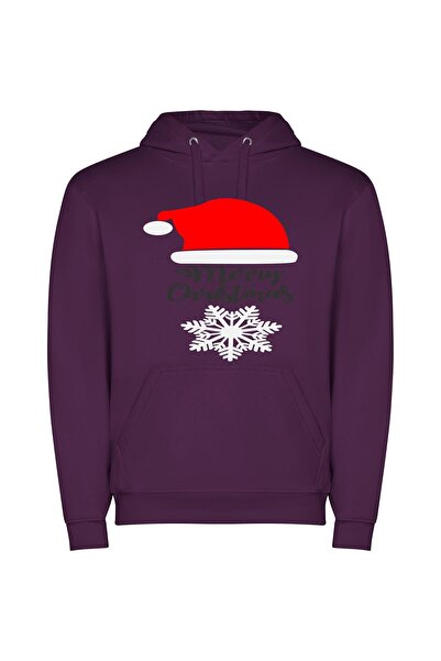 iLovePrints Festive Santa Greetings Φούτερ με κουκούλα σε χρώμα Μωβ