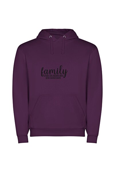 iLovePrints Eternal Family Love Φούτερ με κουκούλα σε χρώμα Μωβ