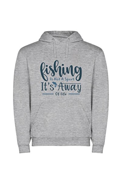 iLovePrints Life: Fishing the Waters Φούτερ με κουκούλα σε χρώμα Γκρι