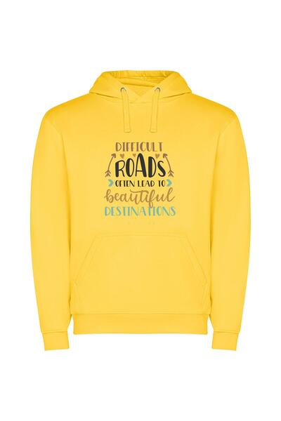 iLovePrints Elegant Destinations Await Φούτερ με κουκούλα σε χρώμα Κίτρινο