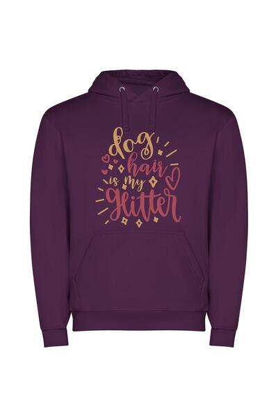 iLovePrints Glamorous Glitter Hair Φούτερ με κουκούλα σε χρώμα Μωβ
