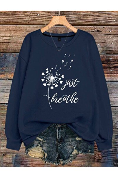 herkesemoda Text Printed 2 Thread Threaded Crew Neck Sweatshirt