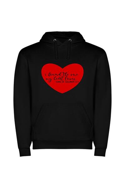 iLovePrints Love's Red Heartbeat Φούτερ με κουκούλα σε χρώμα Μαύρο