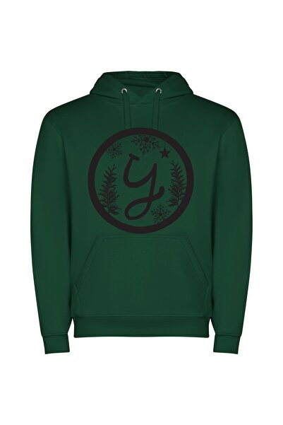 iLovePrints Glamorous Snowflake Emblem Φούτερ με κουκούλα σε χρώμα Πράσινο
