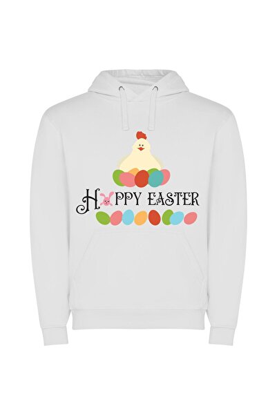 iLovePrints Eggcellent Easter Extravaganza! Φούτερ με κουκούλα σε χρώμα Λευκό