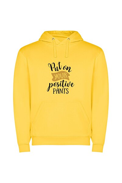iLovePrints Positively Fun Pants Φούτερ με κουκούλα σε χρώμα Κίτρινο
