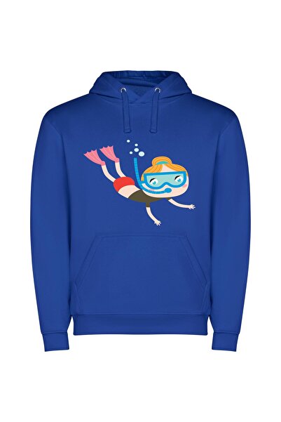 iLovePrints Deep Sea Explorer Φούτερ με κουκούλα σε χρώμα Μπλε