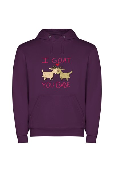 iLovePrints Grazing Love: Goat Couple Φούτερ με κουκούλα σε χρώμα Μωβ